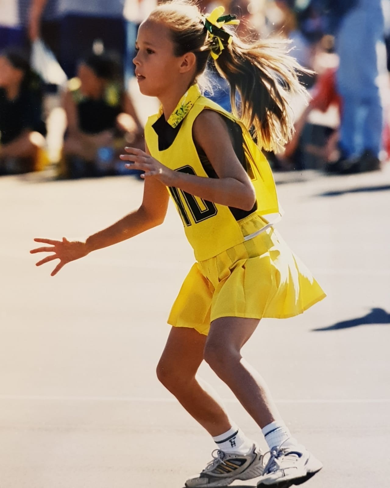 A young Paige Hadley playing netball. 