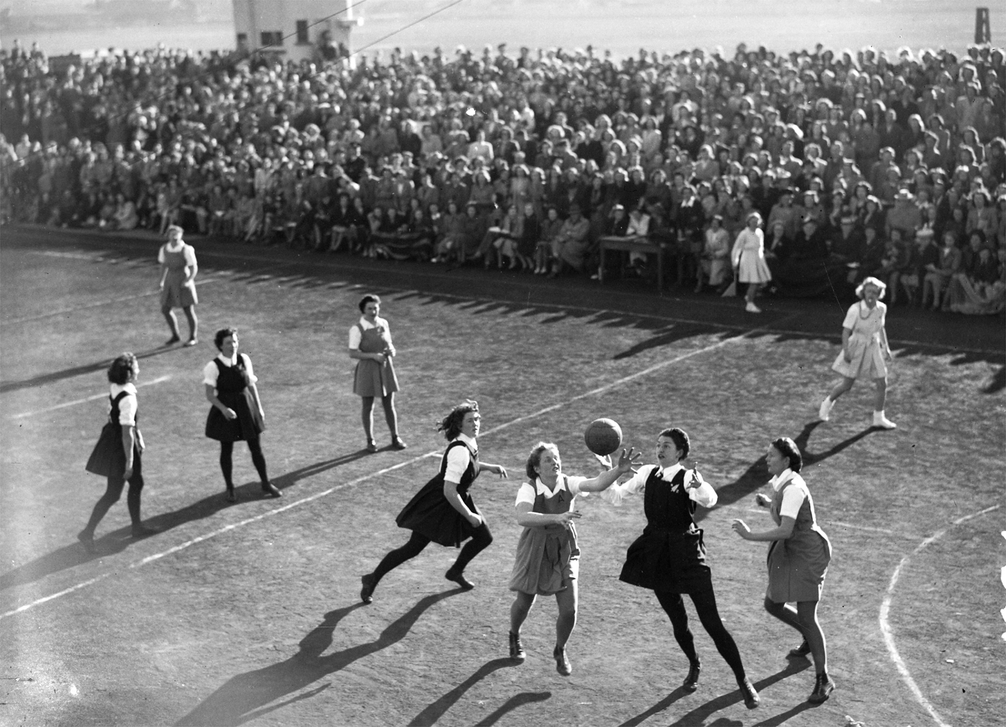 1948, Australia v. New Zealand. Game One of the test series played in front of a full crowd at Forbey Park Racecourse, Dunedin.