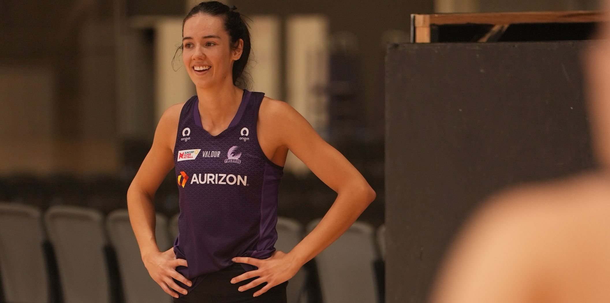 Moore stands to attention at training.