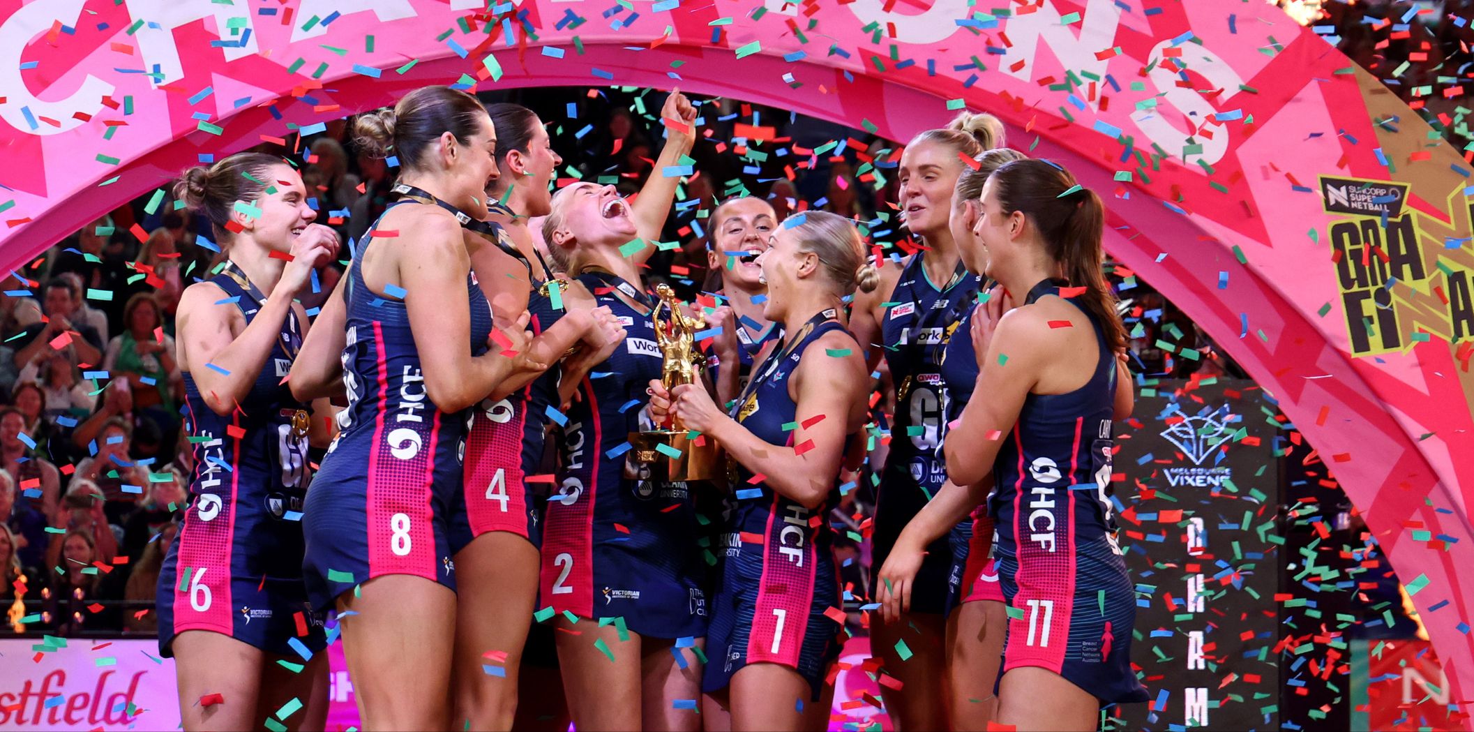The Vixens celebrate their 2025 triumph.