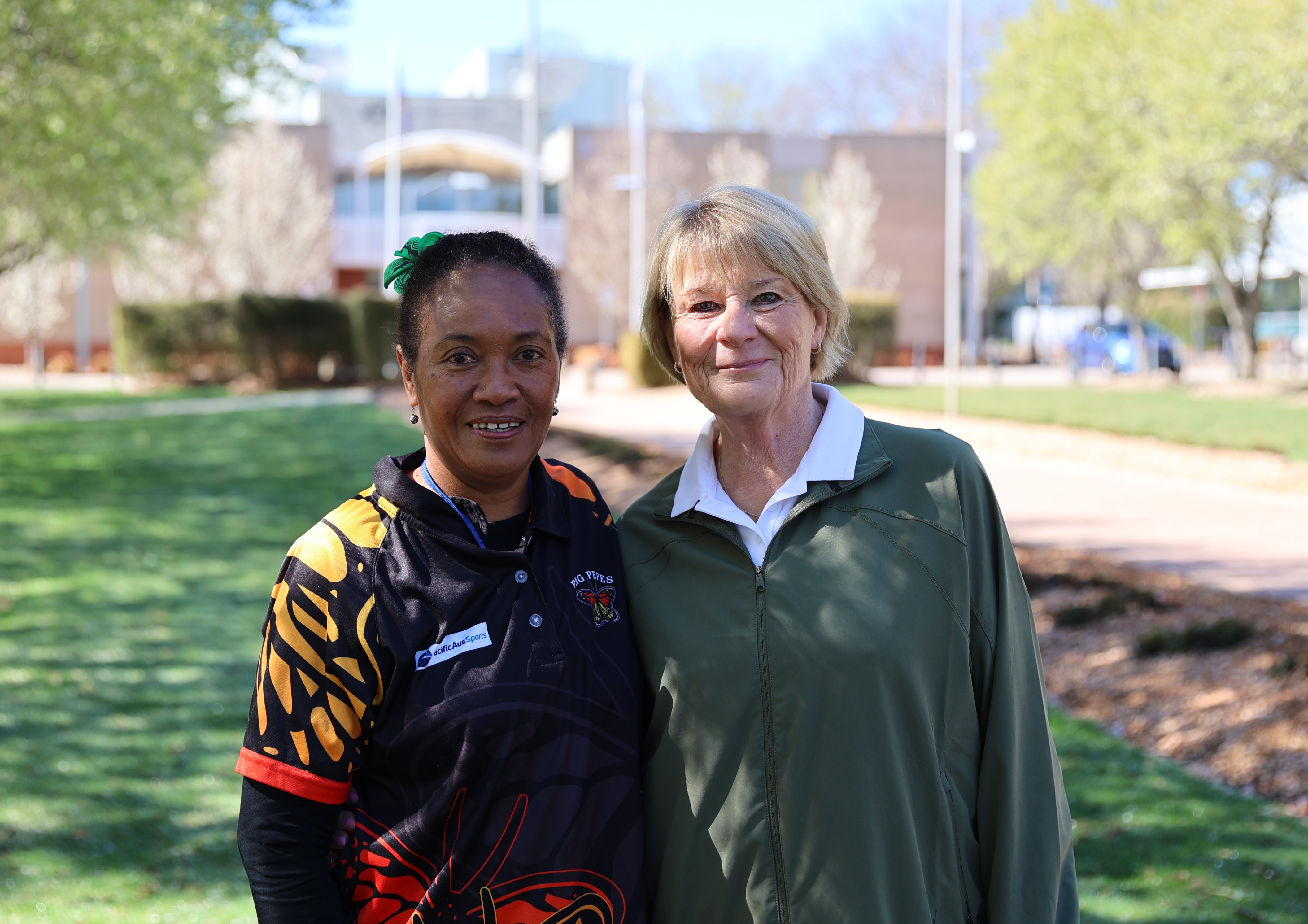 PNG Pepes Assistant Coach Helen Edwards and Julie Fitzgerald AM
